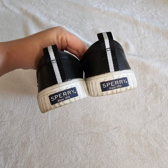 Sperry Women's Topsider Crest Vibe Creeper Leather Sneaker Size 8 Black - Picture 8 of 10